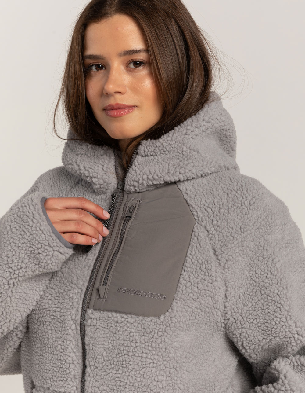 IETS FRANS Borg Fleece Womens Jacket - GRAY | Tillys