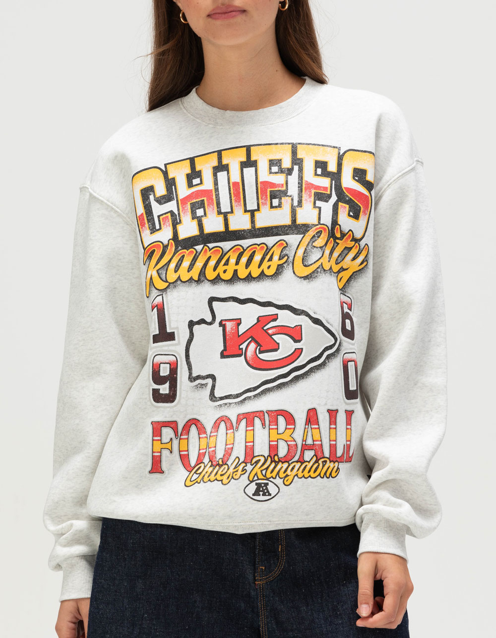 THE WILD COLLECTIVE Kansas City Chiefs Womens Crewneck Sweatshirt - GRAY