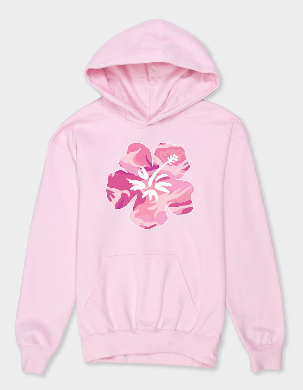 HIBISCUS PINK Camo Unisex Kids Hoodie - LIGHT