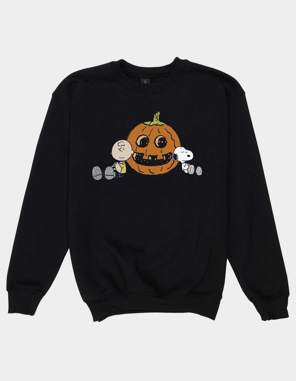 PEANUTS Pumpkin Face Unisex Kids Crewneck Sweatshirt - BLACK