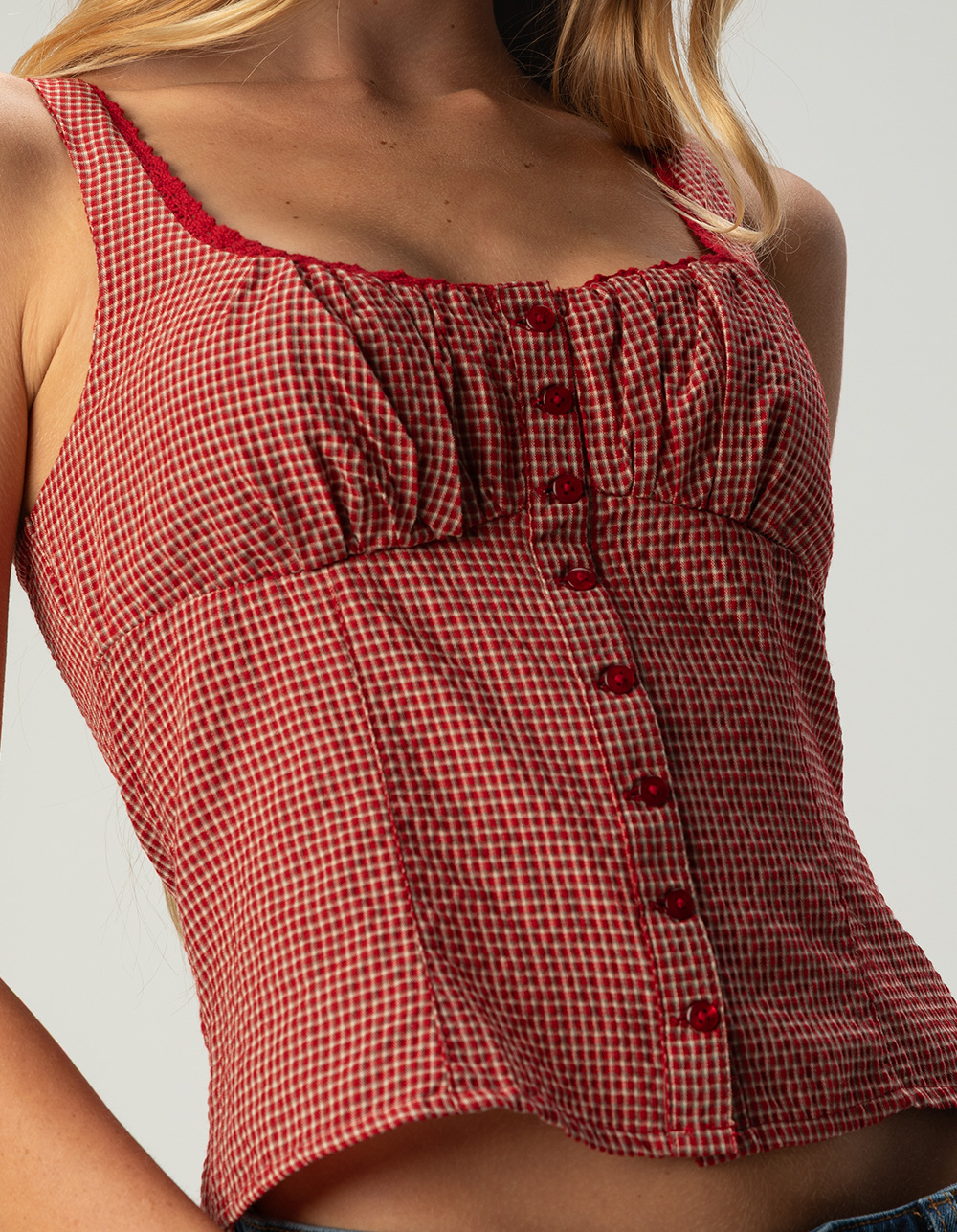 RSQ Womens Button Front Cami - RED