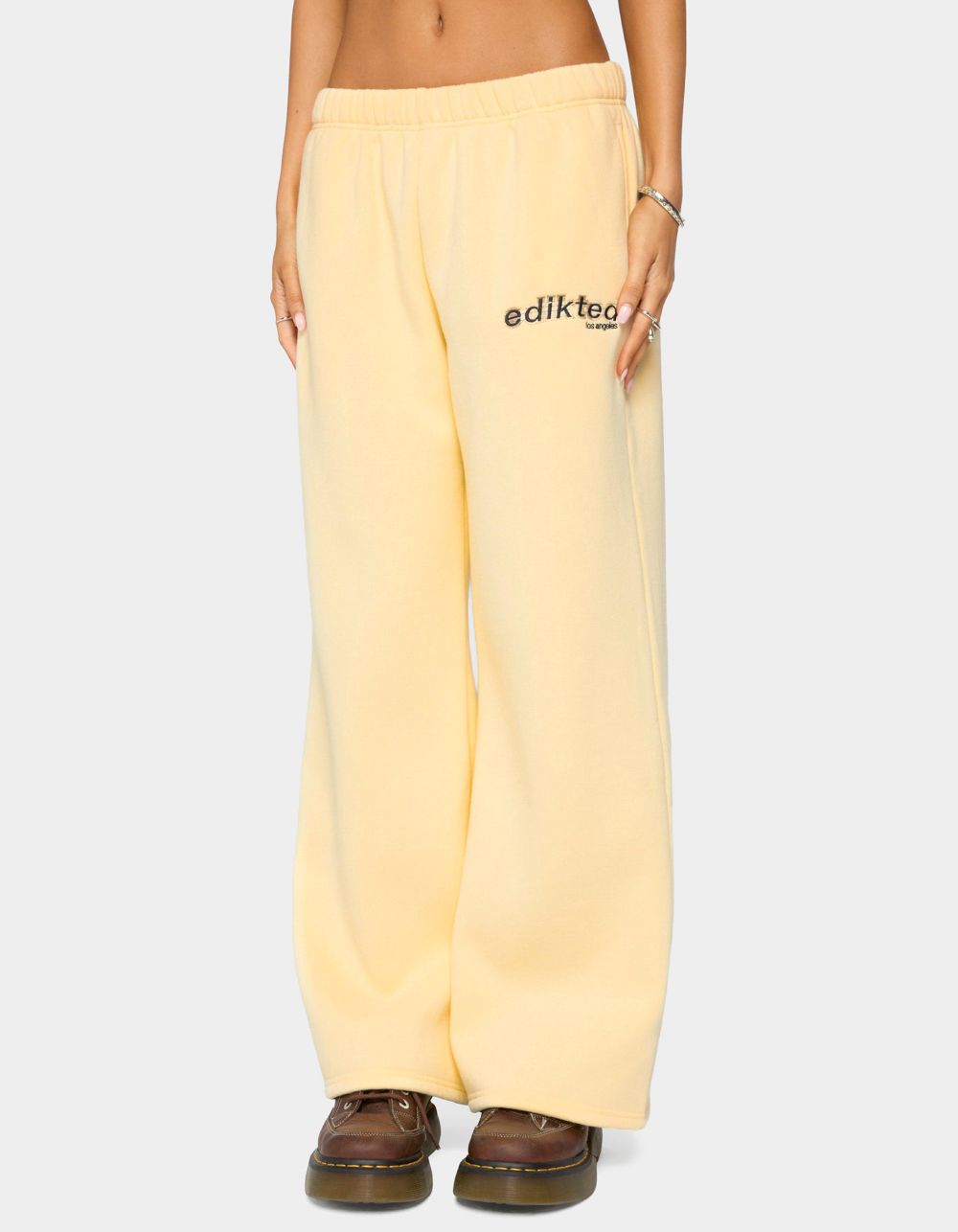 Edikted West Coast Sweatpants - LT YELLOW
