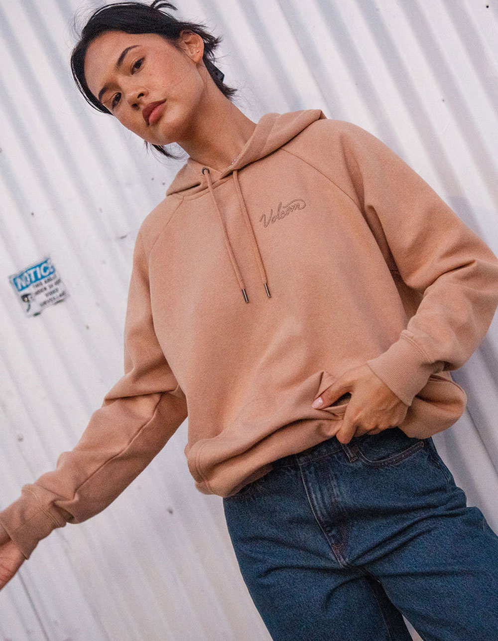 VOLCOM Truly Stoked Womens Oversized Hoodie - SAND