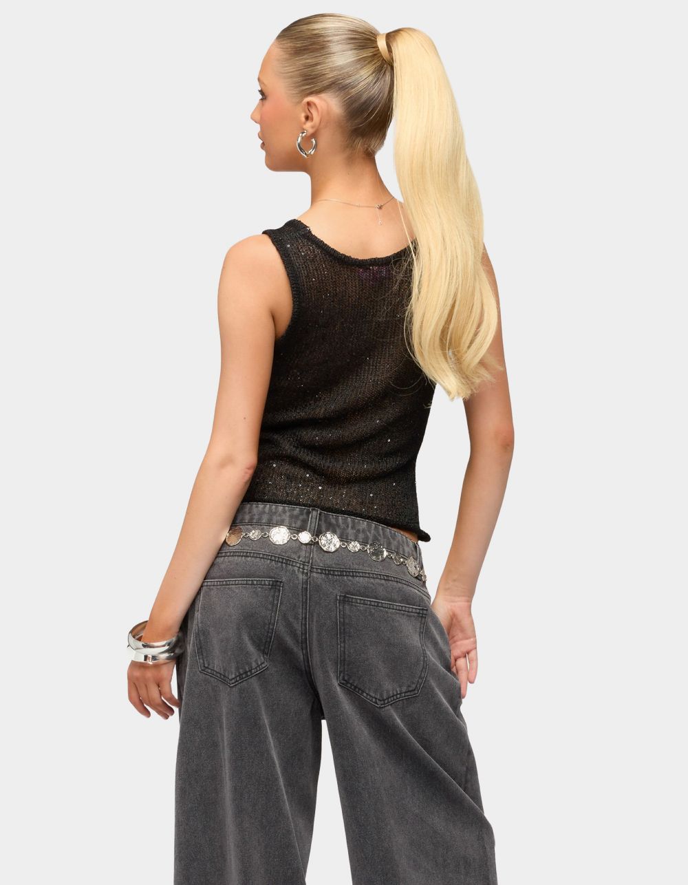 EDIKTED Eleora Sequin Knit Tank Top
