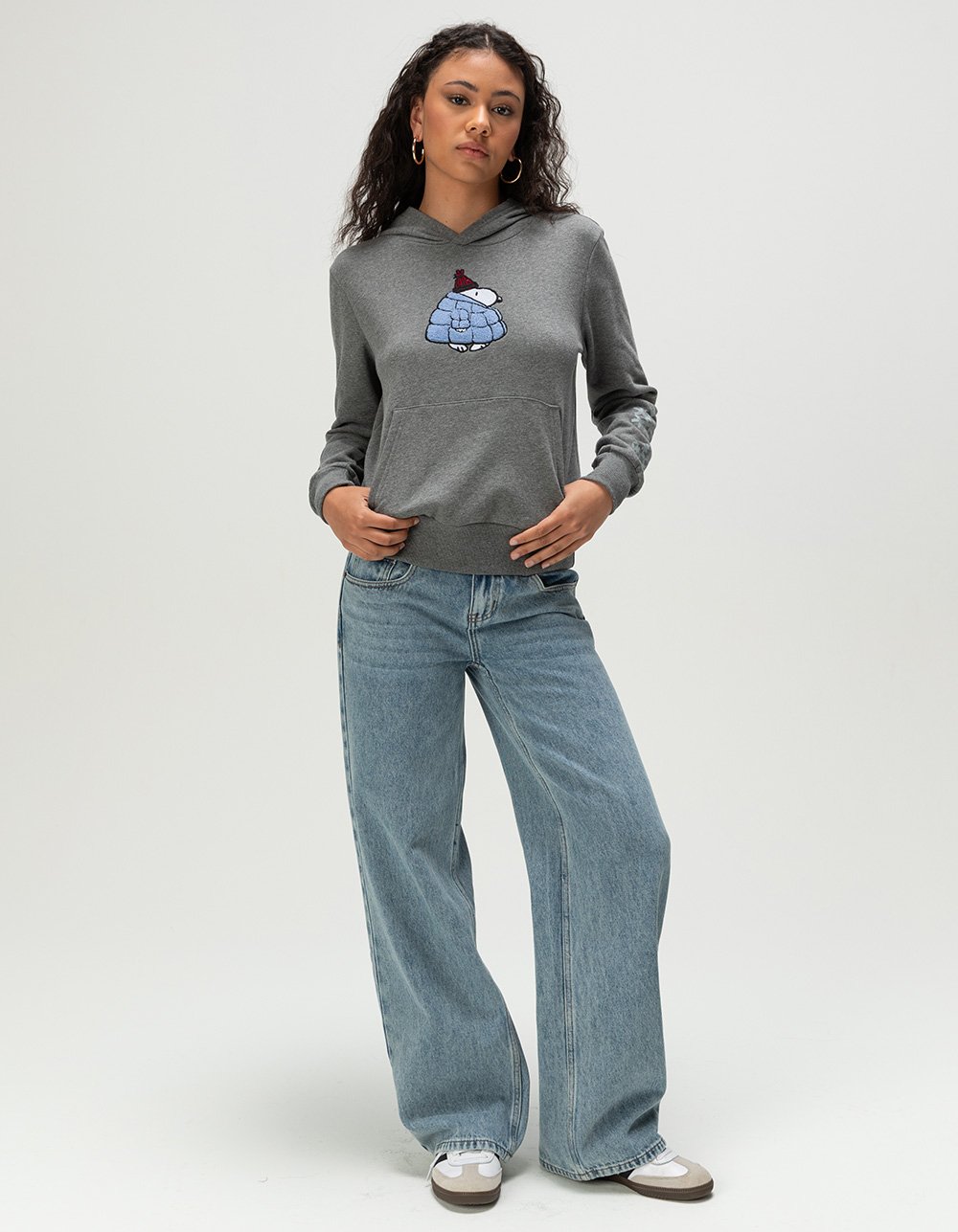 PEANUTS Snoopy Puffer Womens Hoodie - GRAY