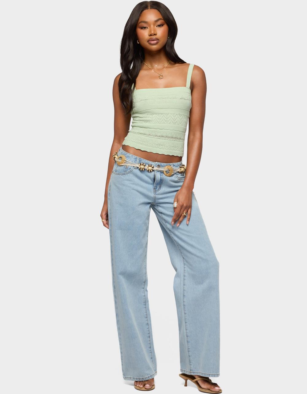 EDIKTED Tall Raelynn Washed Low Rise Baggy Jeans - LIGHT BLUE
