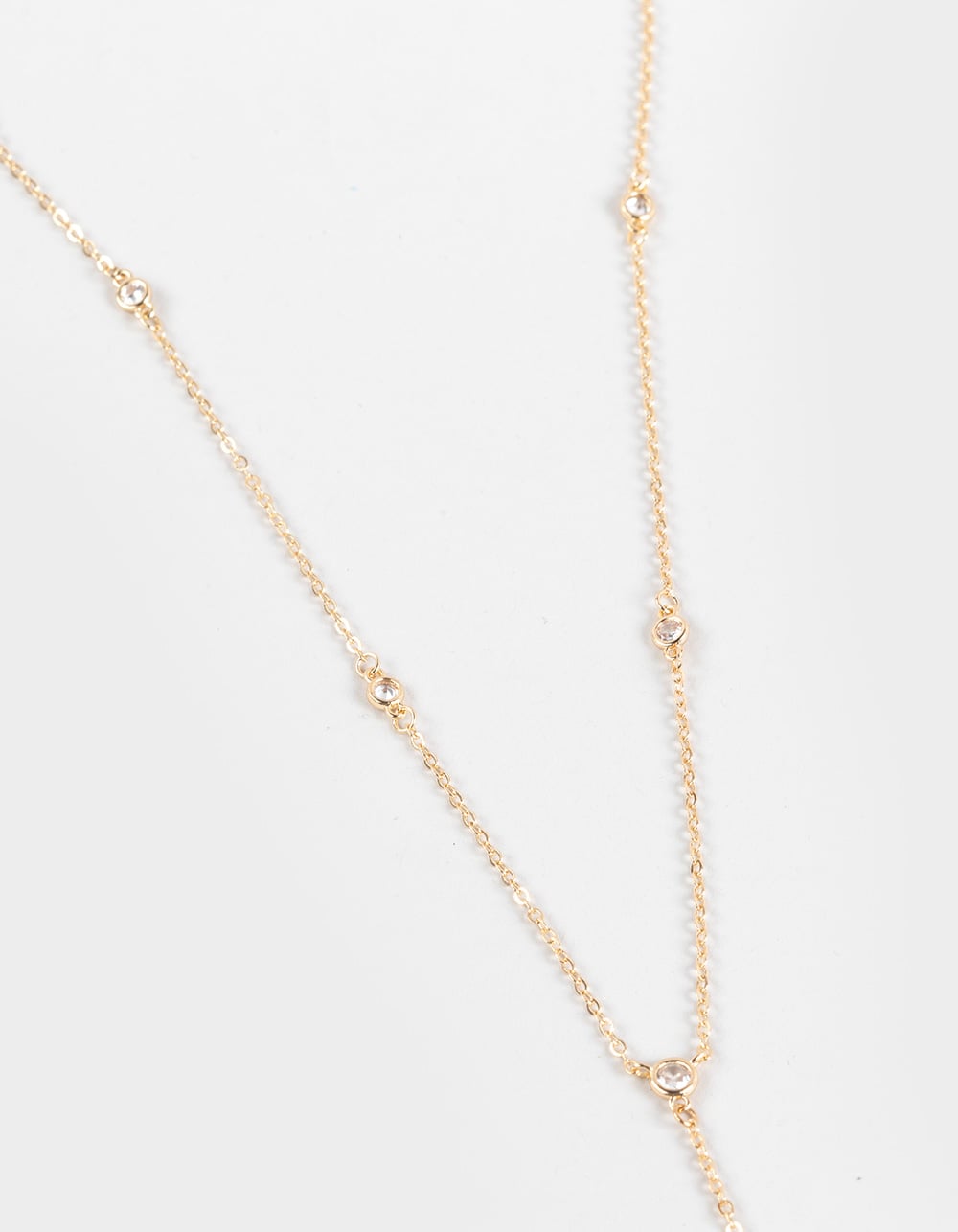 FULL TILT Rhinestone Lariat Necklace - GOLD