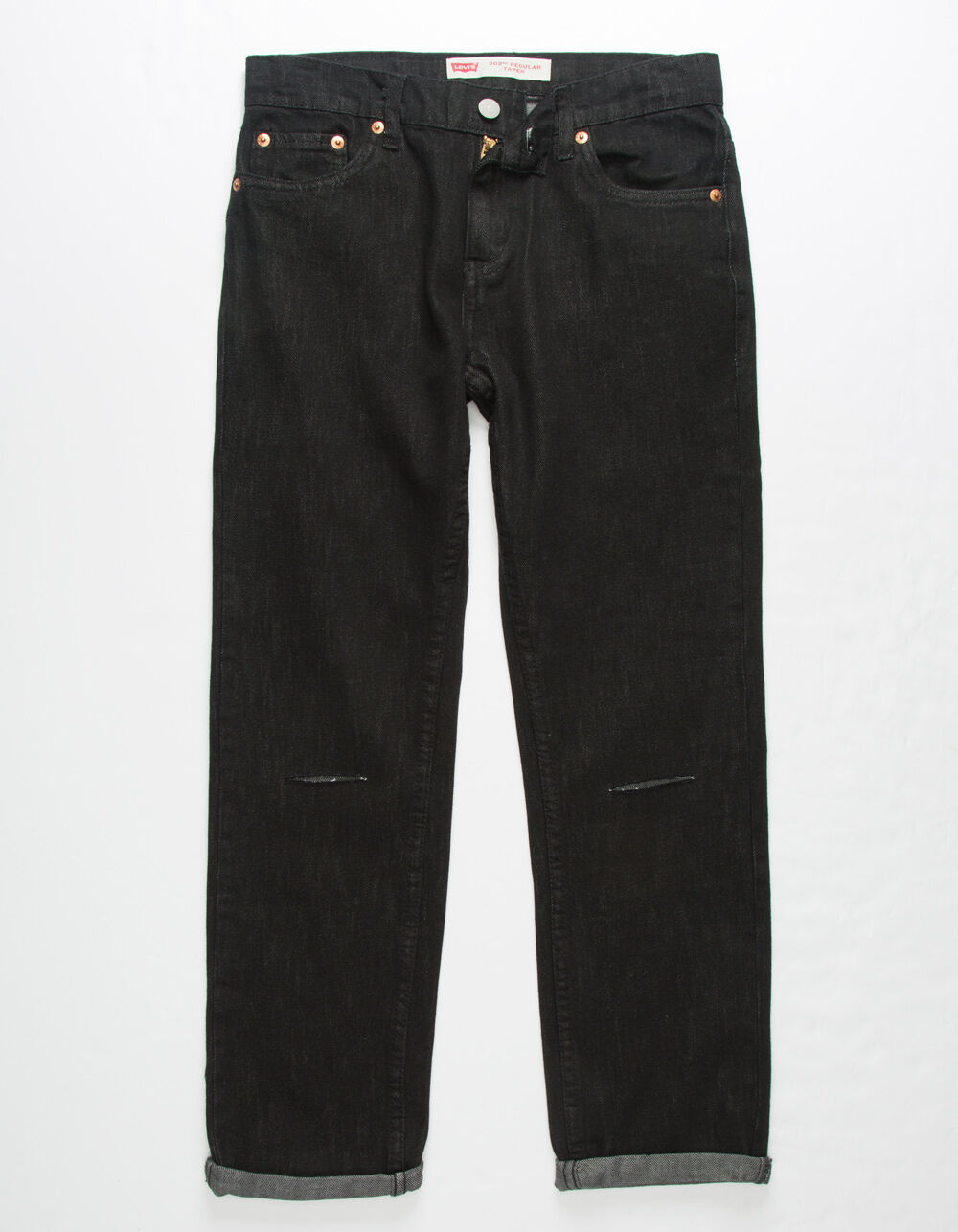 LEVI'S 502 Regular Taper Black Boys Ripped Jeans - BLACK | Tillys