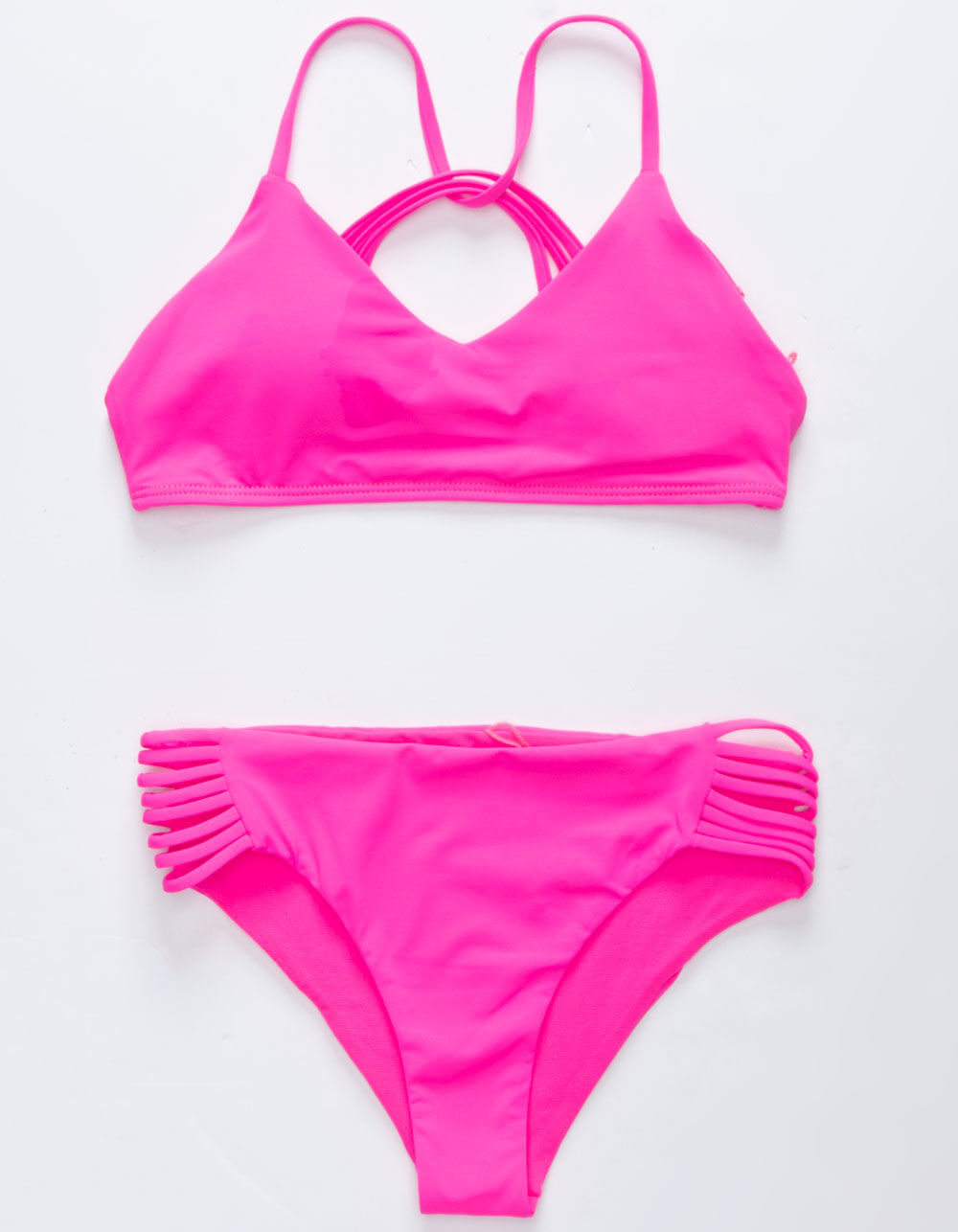 FULL TILT Bralette/Hipster Girls Neon Pink Bikini Set - NEON PINK | Tillys