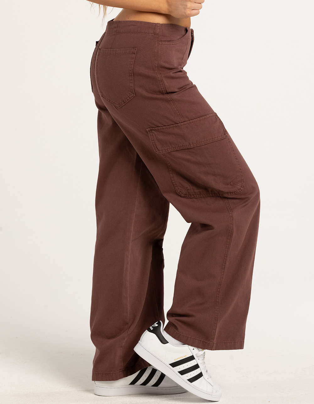 FULL TILT Low Rise Invisible Waist Womens Cargo Pants - BROWN