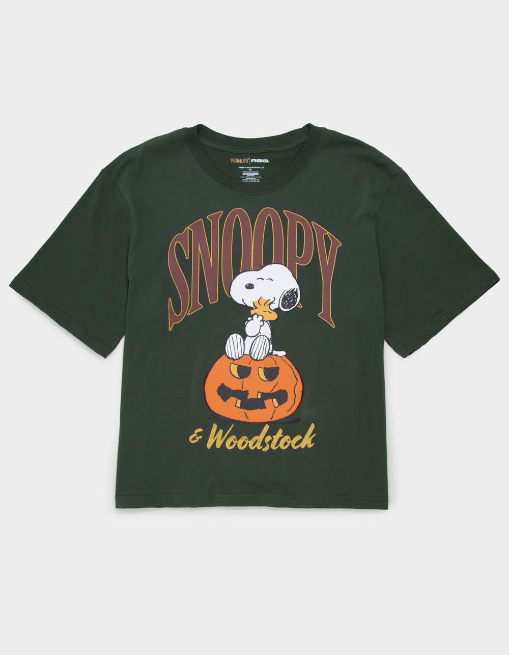 RSQ x Peanuts Together Mens Boxy Tee - DARK GREEN