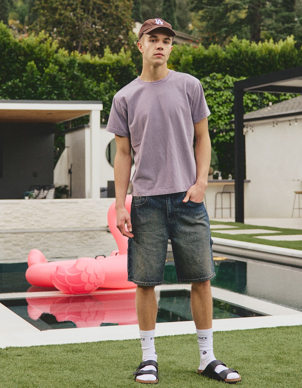 RSQ Mens Washed Shrunken Tee - PURPLE