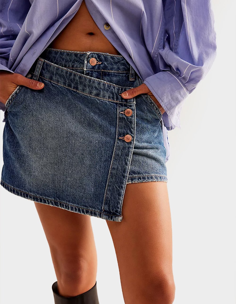 FREE PEOPLE Wynne Womens Denim Skirt - MEDIUM WASH