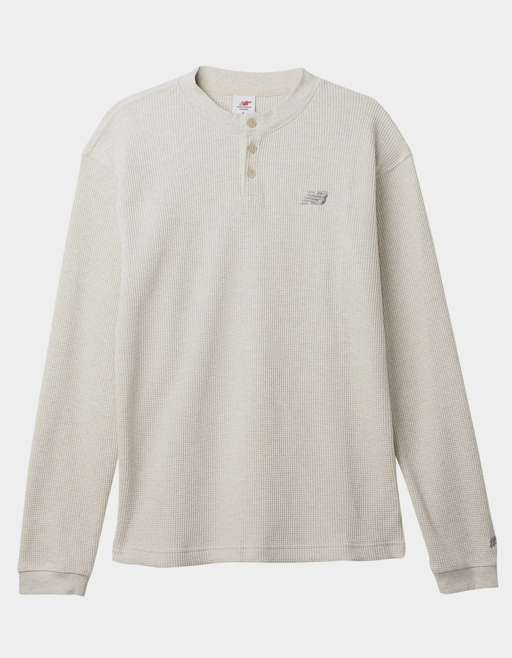 NEW BALANCE Numeric Waffle Knit Mens Long Sleeve Henley - OATMEAL