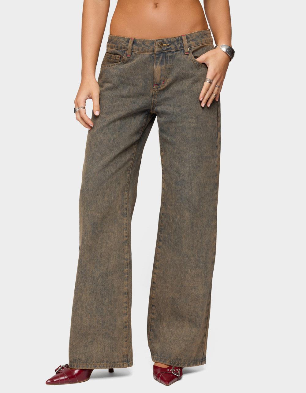 EDIKTED Ace Low Rise Baggy Jeans - BROWN