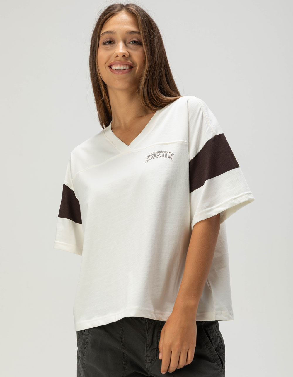 BRIXTON Football Womens Boxy Tee - IVORY