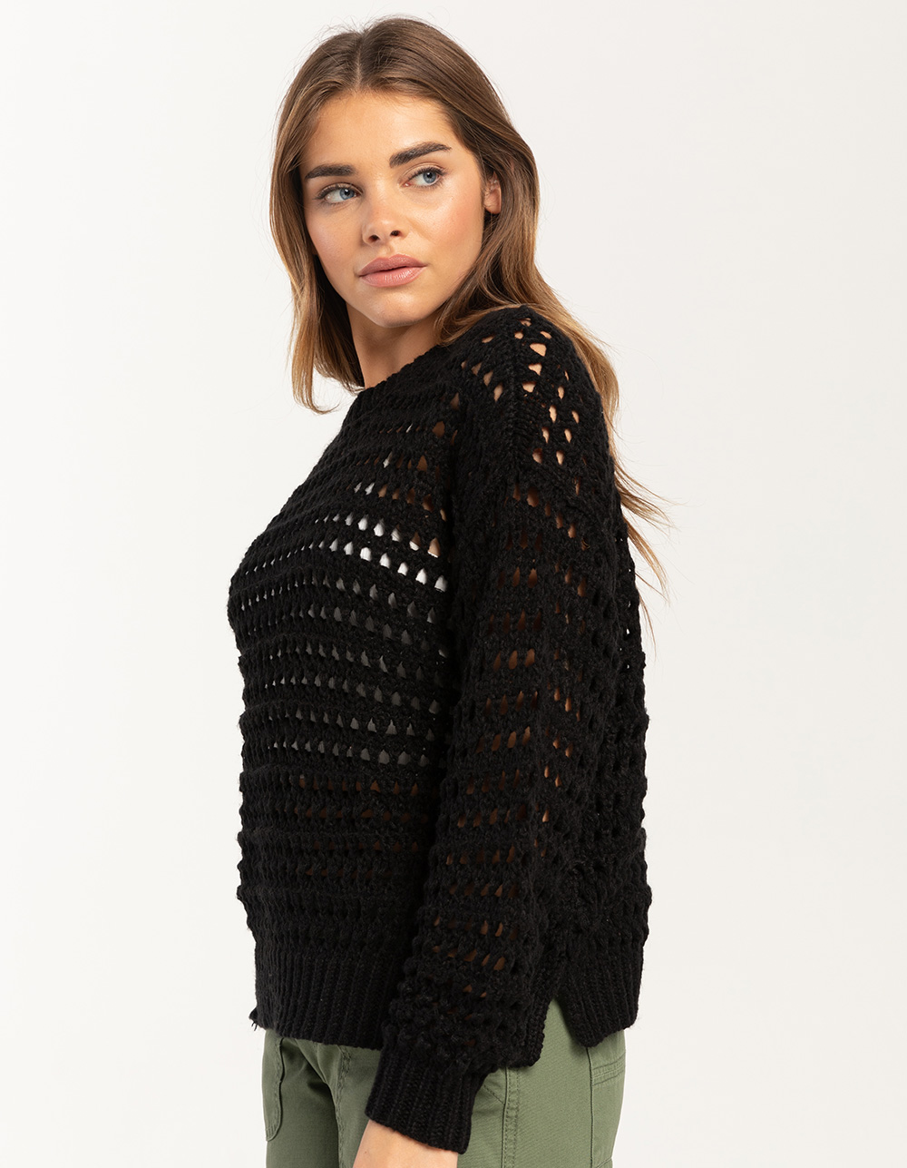 FULL TILT Essentials Open Knit Womens Pullover Sweater - BLACK | Tillys