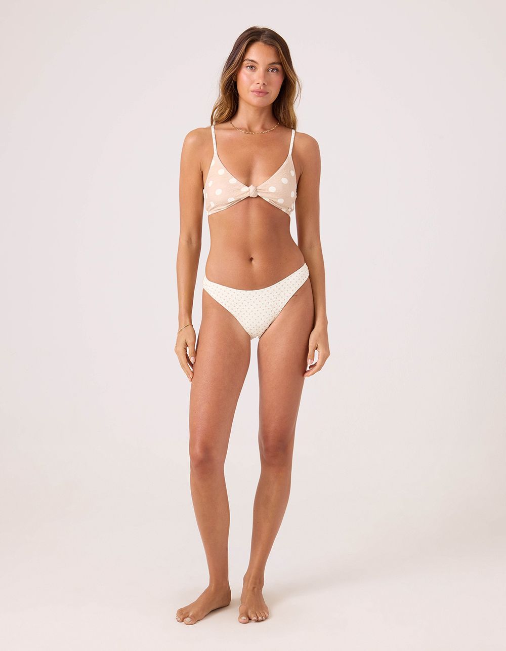 ROXY Puka Dots Scoop Moderate Bikini Bottoms - NATURAL
