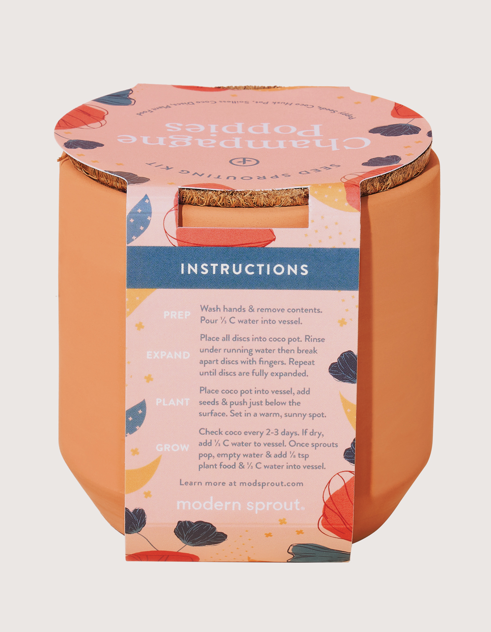 MODERN SPROUT Tiny Terracotta Kit Champagne Poppies CHAMPAGNE