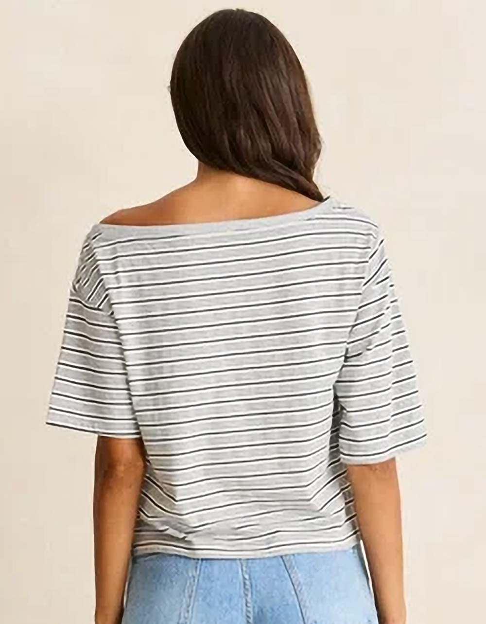 RHYTHM Sound Of Change Womens Off The Shoulder Tee - GRAY