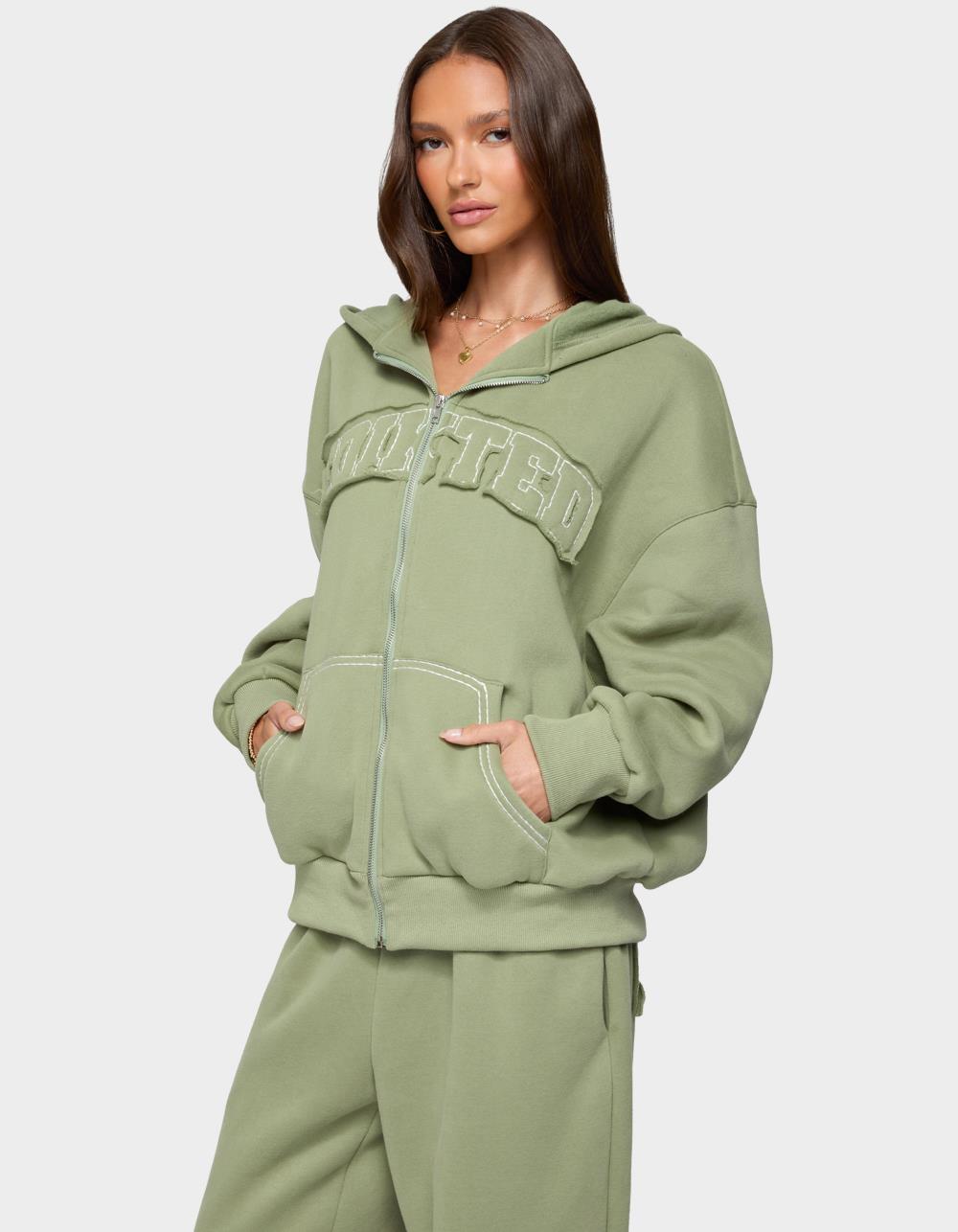 Edikted Forever Oversized Hoodie - DK GREEN