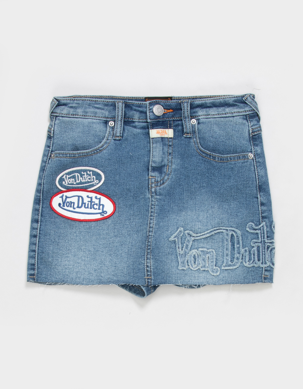 VON DUTCH Girls Denim Skort - MEDIUM WASH