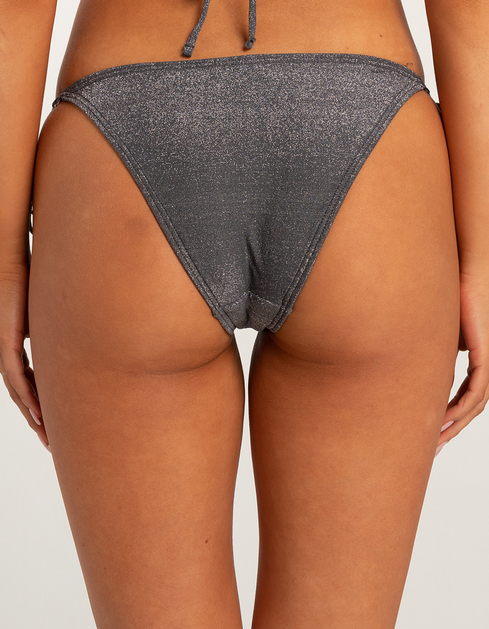 DAMSEL Ring Tie Side Cheeky Lurex Bikini Bottoms - CHARCOAL