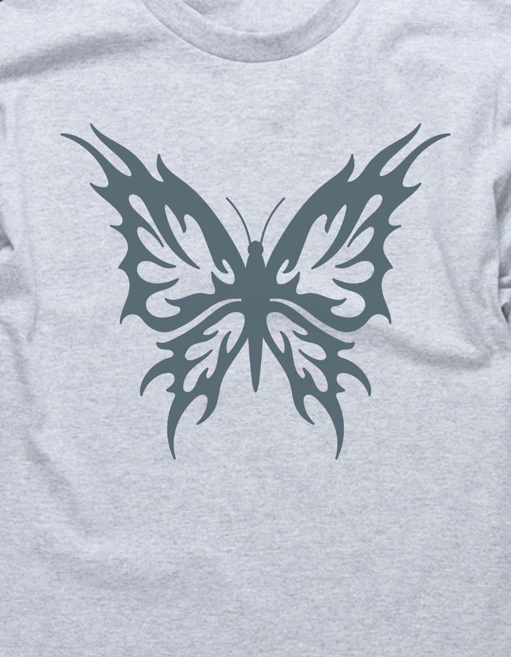 Butterfly Tribal Unisex Long Sleeve Tee - HEATHER GRAY