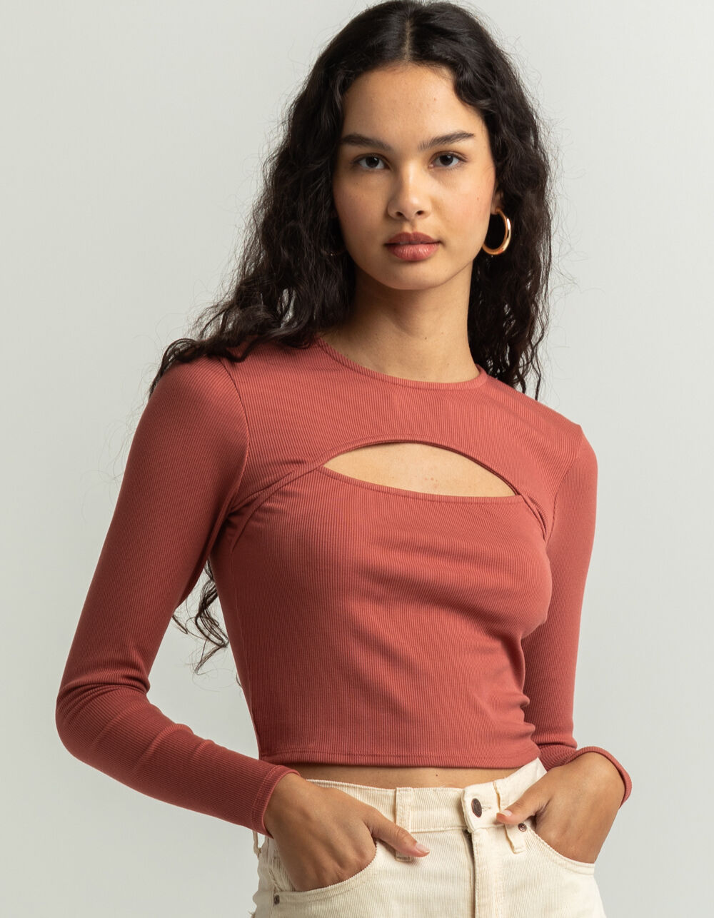 FULL TILT Cut Out Womens Tee RUST Tillys