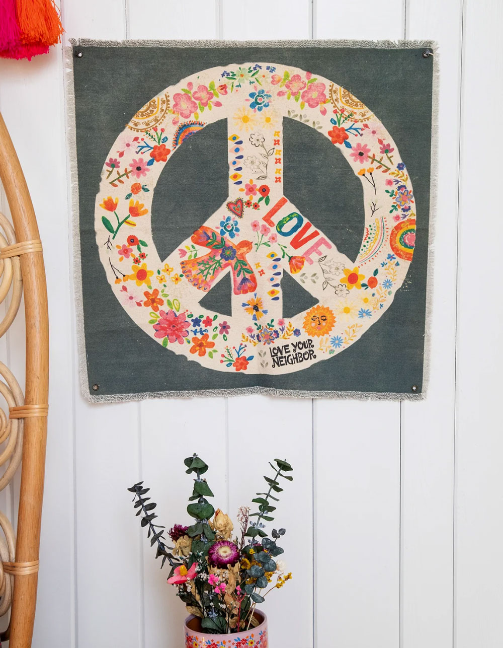 NATURAL LIFE Canvas Peace Sign Tapestry