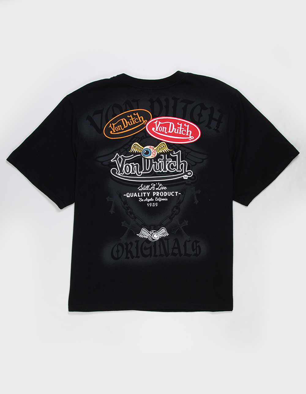 VON DUTCH Patches Mens Boxy Tee - WASHED BLACK