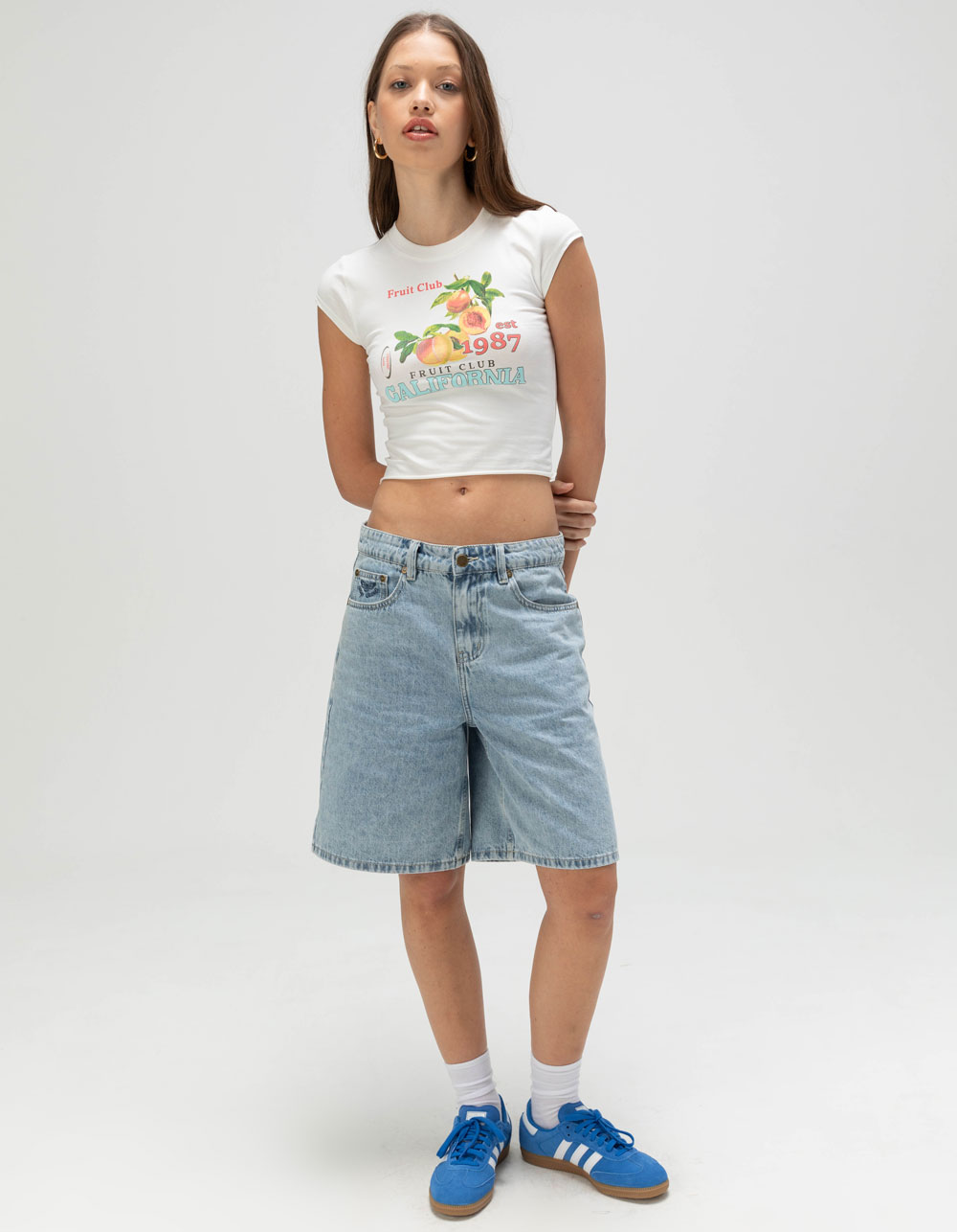 RSQ Womens California Peaches Baby Tee - WHITE