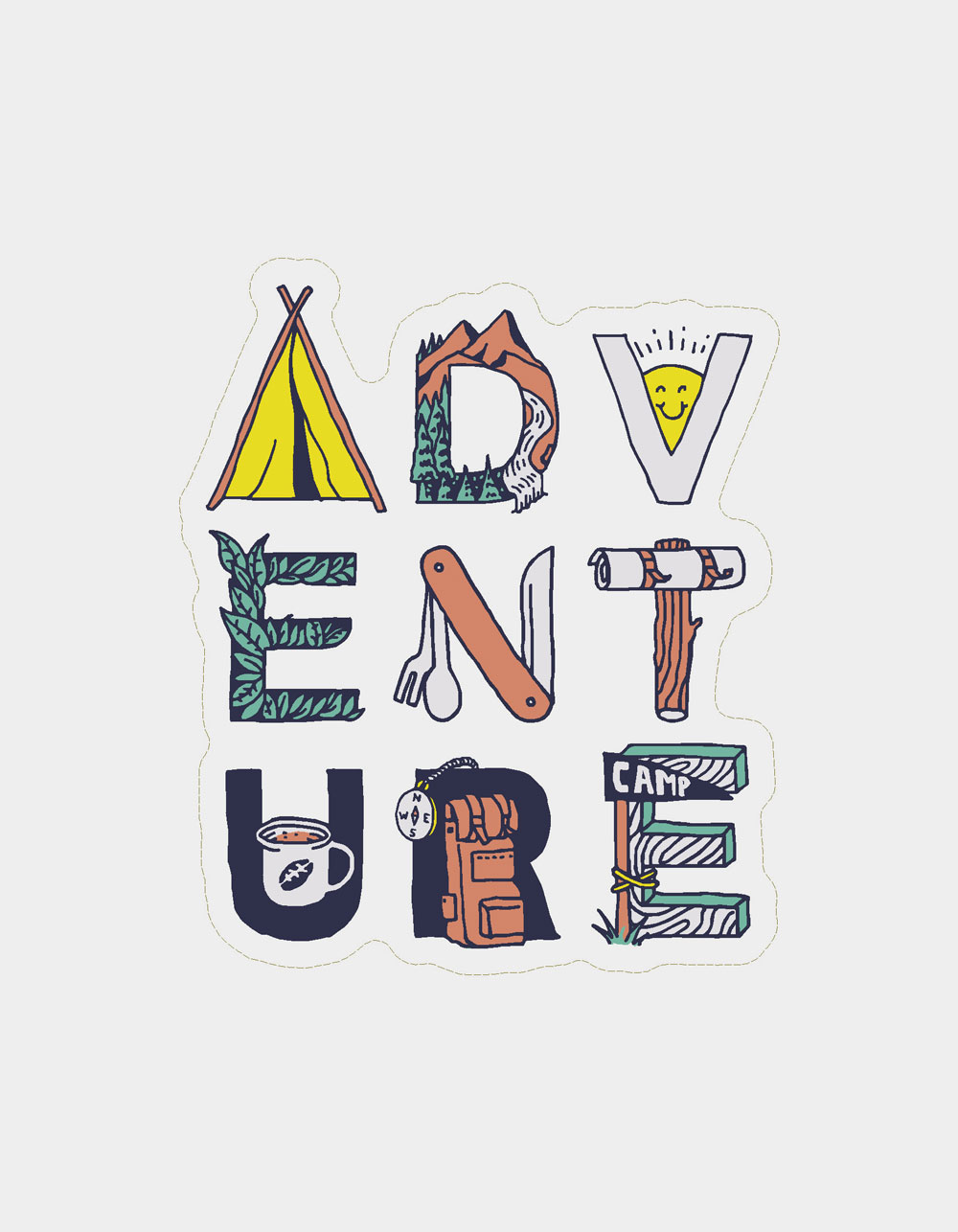 STICKER CABANA Adventure Typography Sticker MULTI Tillys
