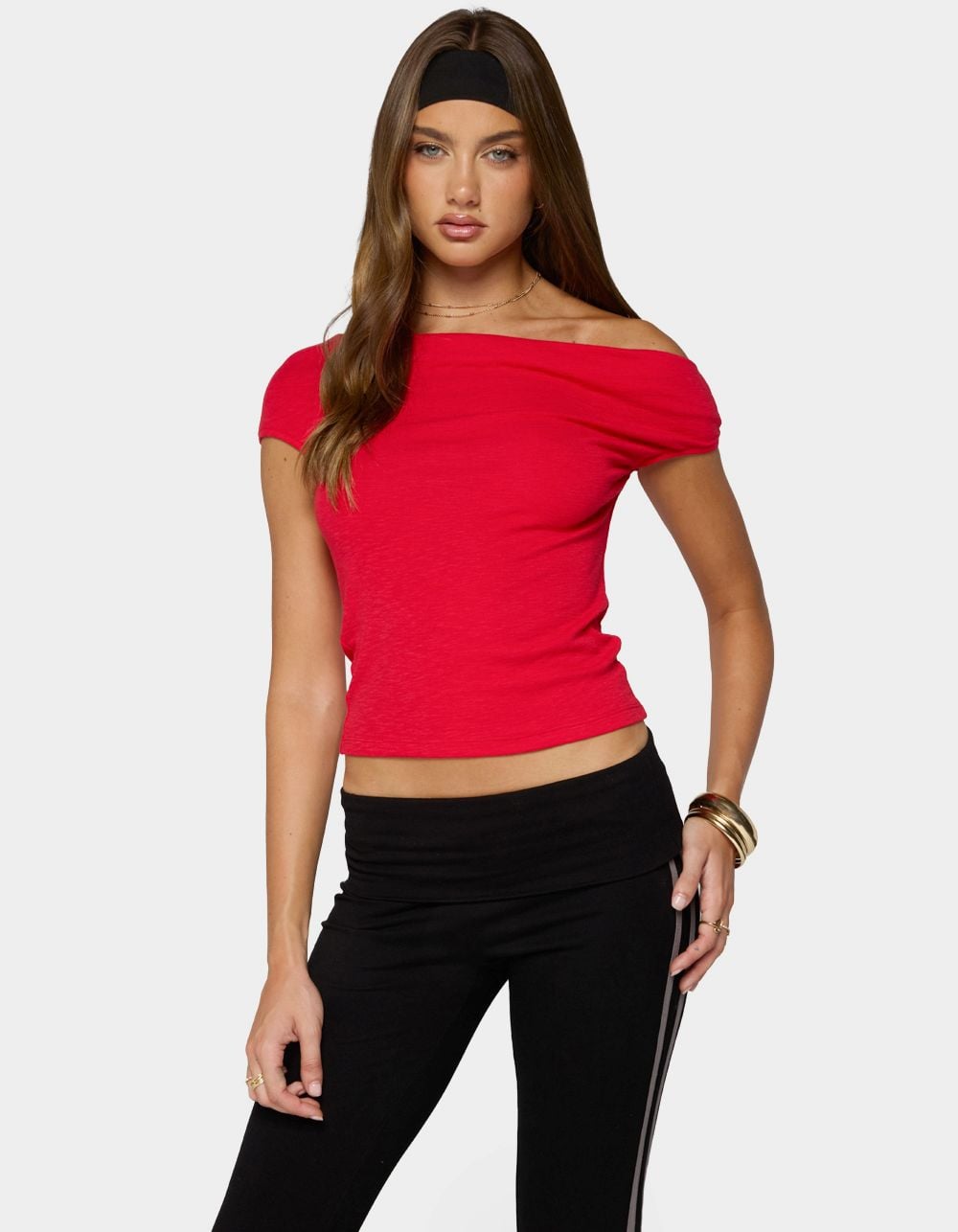 EDIKTED Martah Off Shoulder Top - RED
