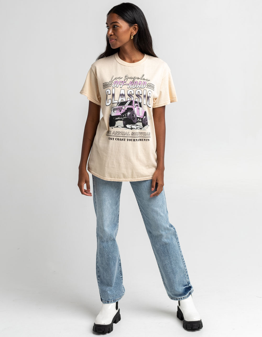 FULL TILT Off Road Classic Womens Oversize Tee SAND Tillys