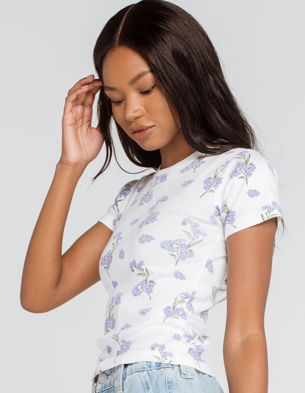 BDG Urban Outfitters Lilac Floral Womens Baby Tee image number 0