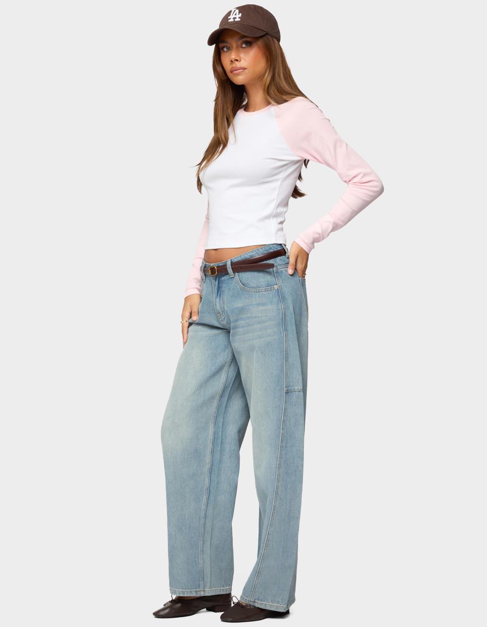 EDIKTED Raya Long Sleeve Tee - PINK