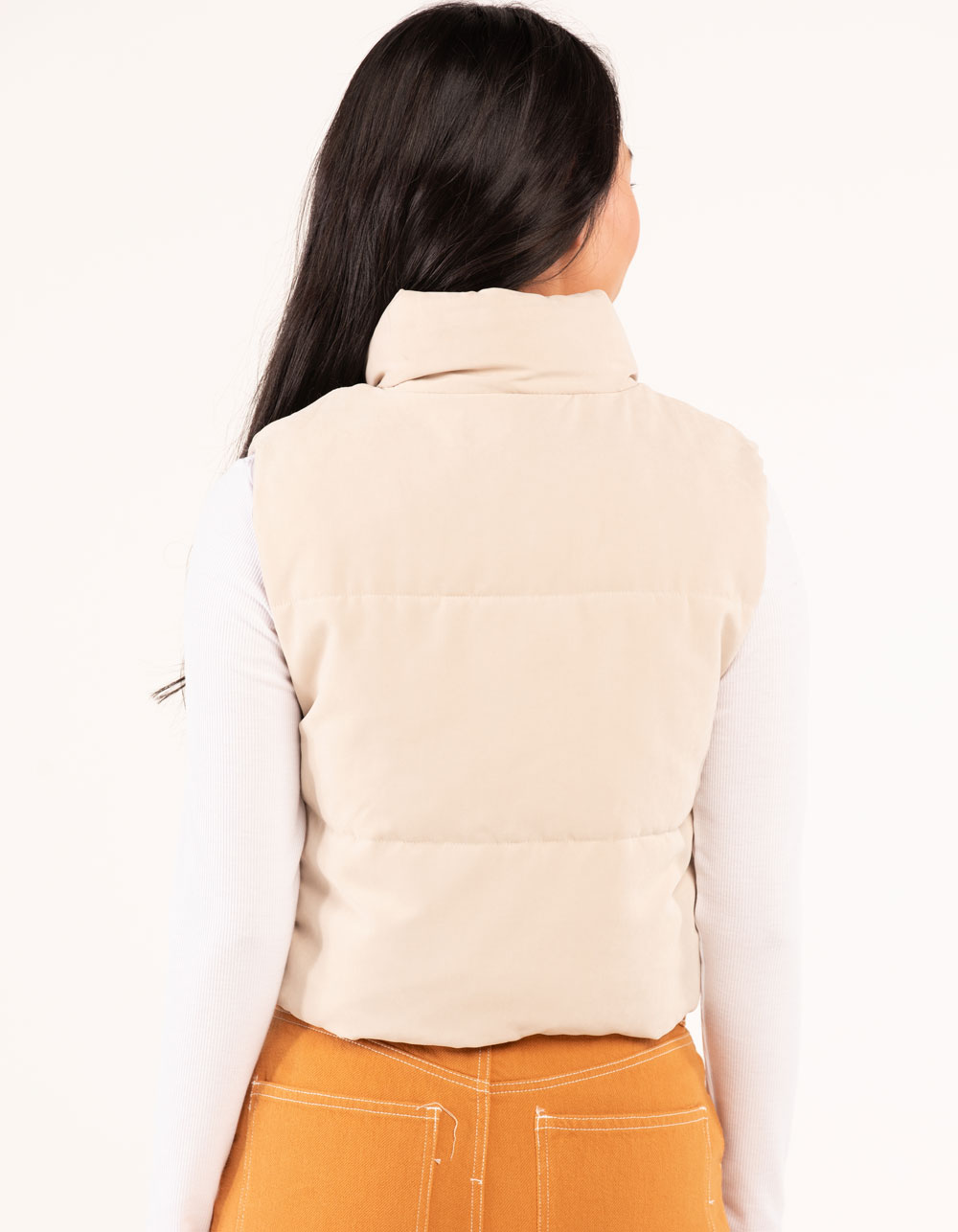 CI SONO Womens Cropped Sherpa Lined Vest KHAKI Tillys