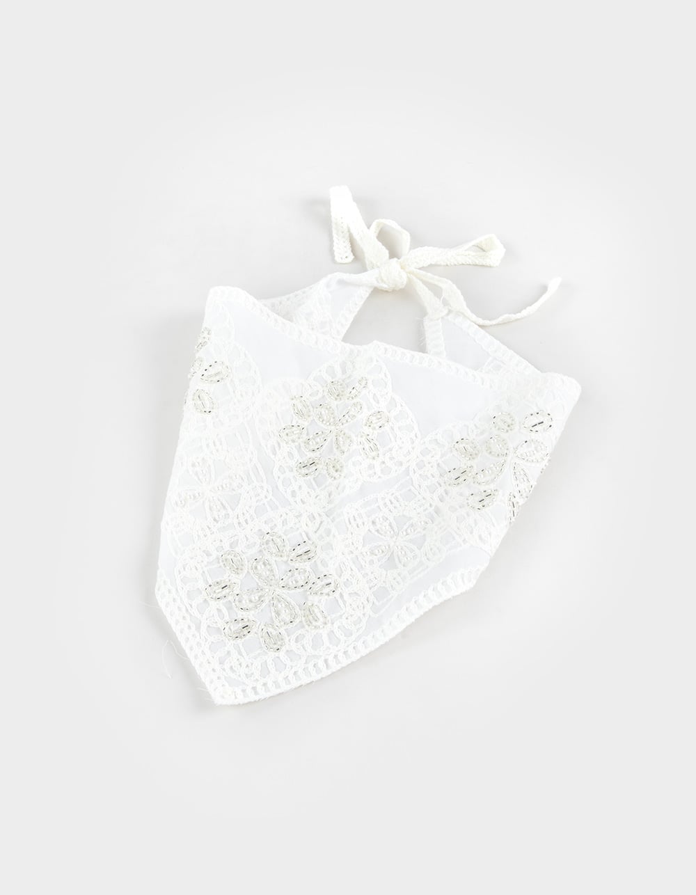 FULL TILT Beaded Embroidered Hair Scarf - CREAM