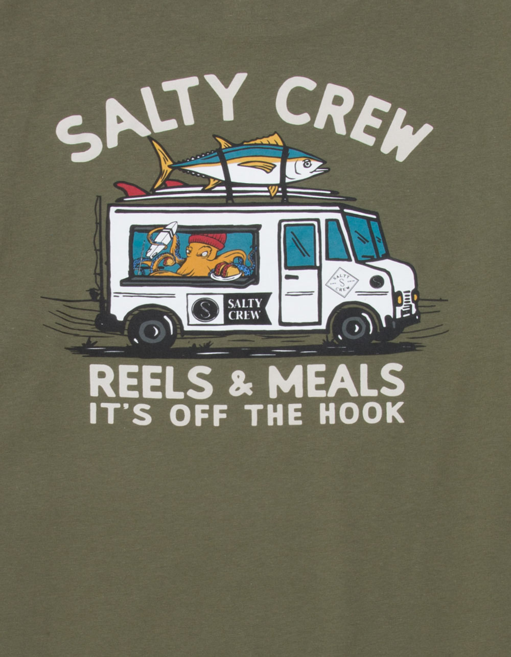 SALTY CREW Reels & Meals Boys Tee - OLIVE