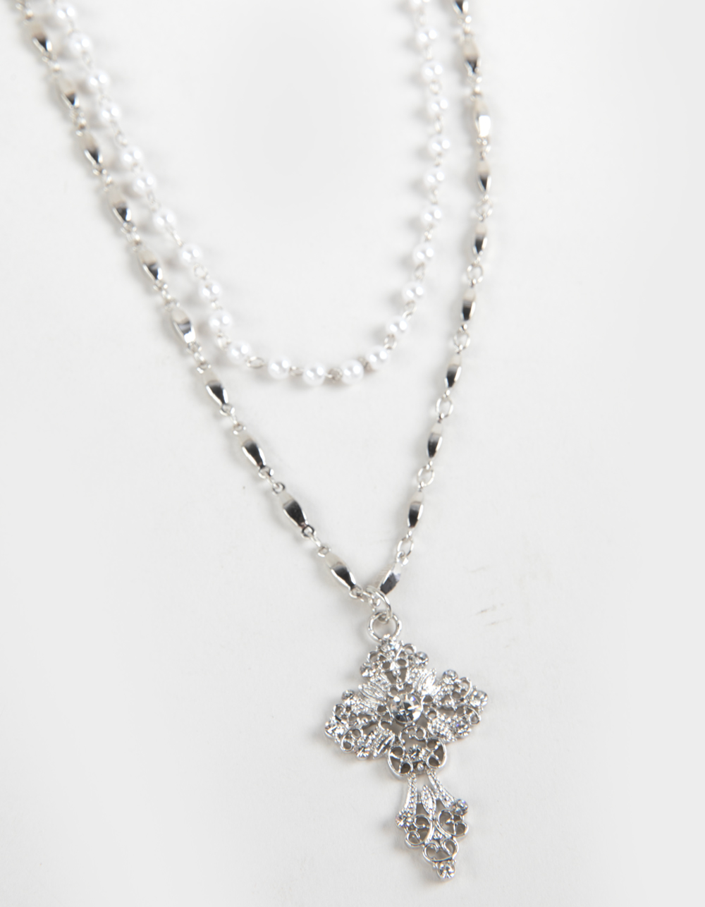 FULL TILT Cross Layered Necklace - SILVER