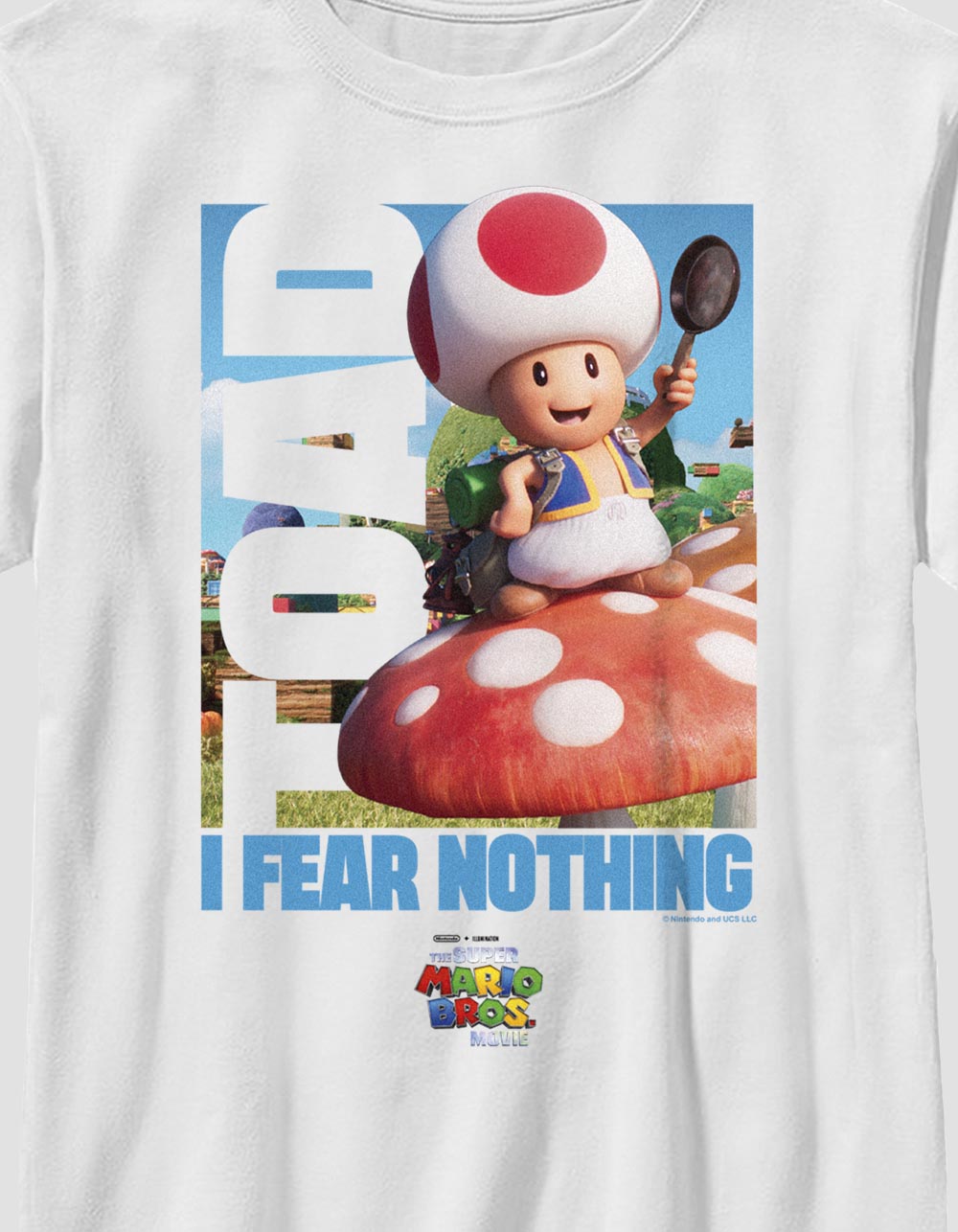 THE SUPER MARIO BROS MOVIE Toad Fear Nothing Unisex Kids Tee - WHITE