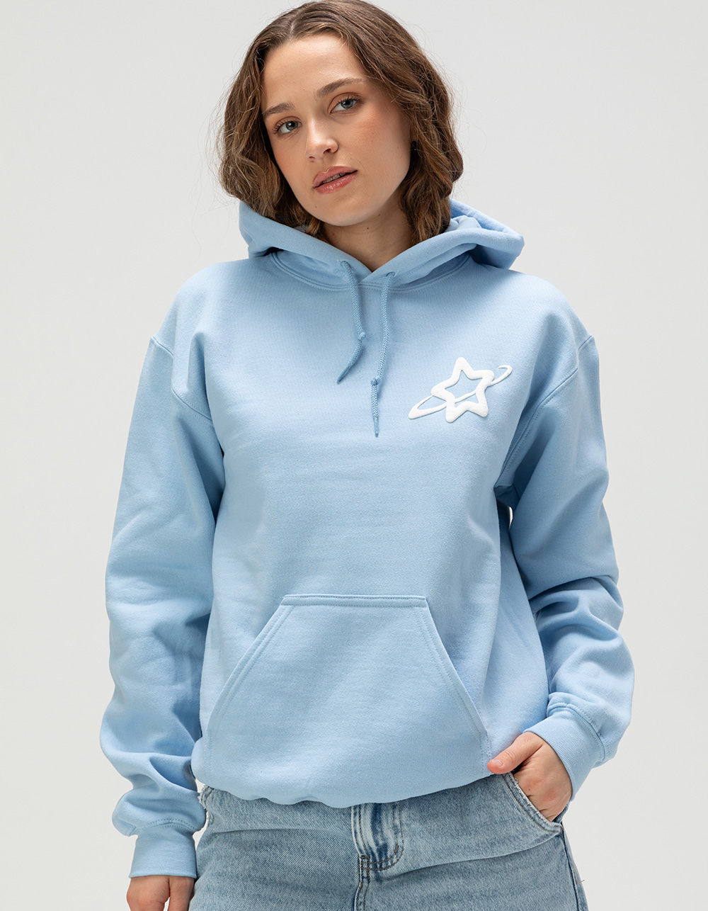 RIOT SOCIETY 2.0 Star Womens Hoodie - LIGHT BLUE