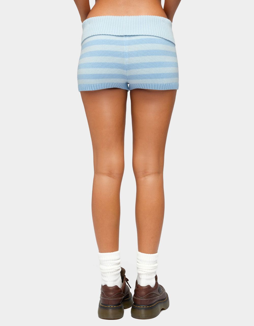 EDIKTED Saphi Striped Foldover Knit Shorts