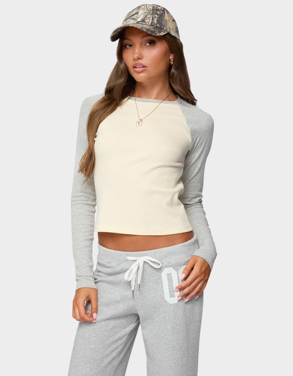 EDIKTED Raya Long Sleeve Tee - YELLOW