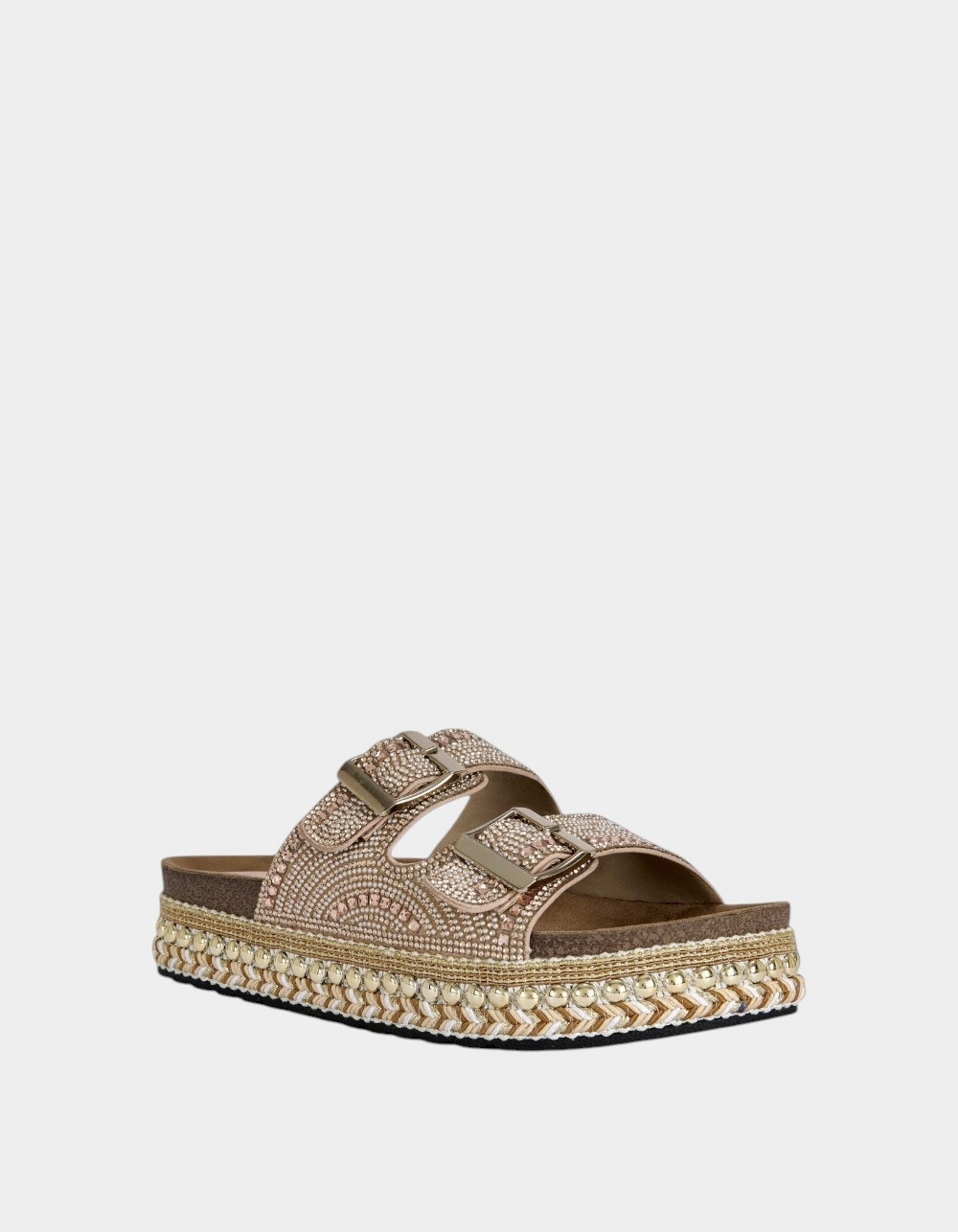 AZALEA WANG Ezri Beaded Womens Sandals - ROSE GOLD