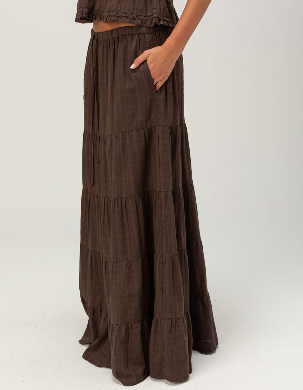 PATRONS OF PEACE Lotus Womens Maxi Skirt - BROWN