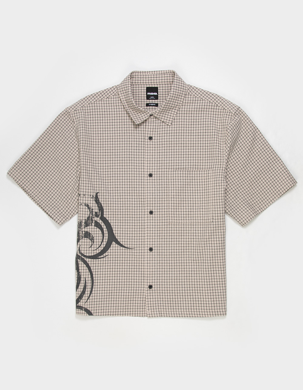 RSQ Mens Micro Plaid Button Up Shirt - TAN