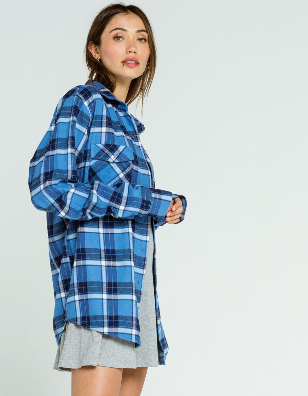 RSQ Collective Plaid Womens Flannel Shirt - BLUE COMBO | Tillys