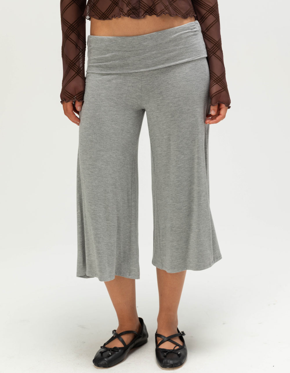 FULL TILT Womens Low Rise Gaucho Pants - HEATHER GRAY